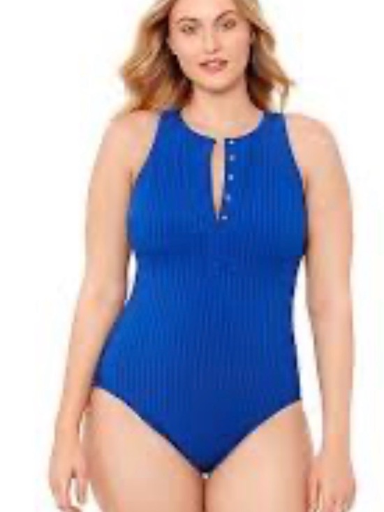 S3 swim Other - Royal Blue Ribbed Button-Front Bodysuit large nwt